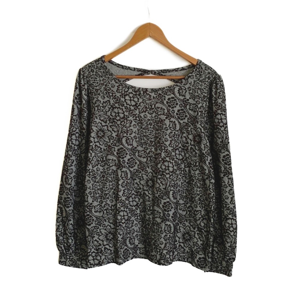 LOFT Floral Jacquard Back Cutout Top